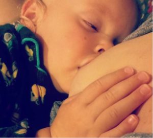 The sleepy eye roll - still works at 22 months old.