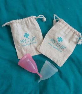 Size 2, short and long stem menstrual cups.