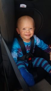 I prefer car trips when he looks like this. Or when he's sleeping.