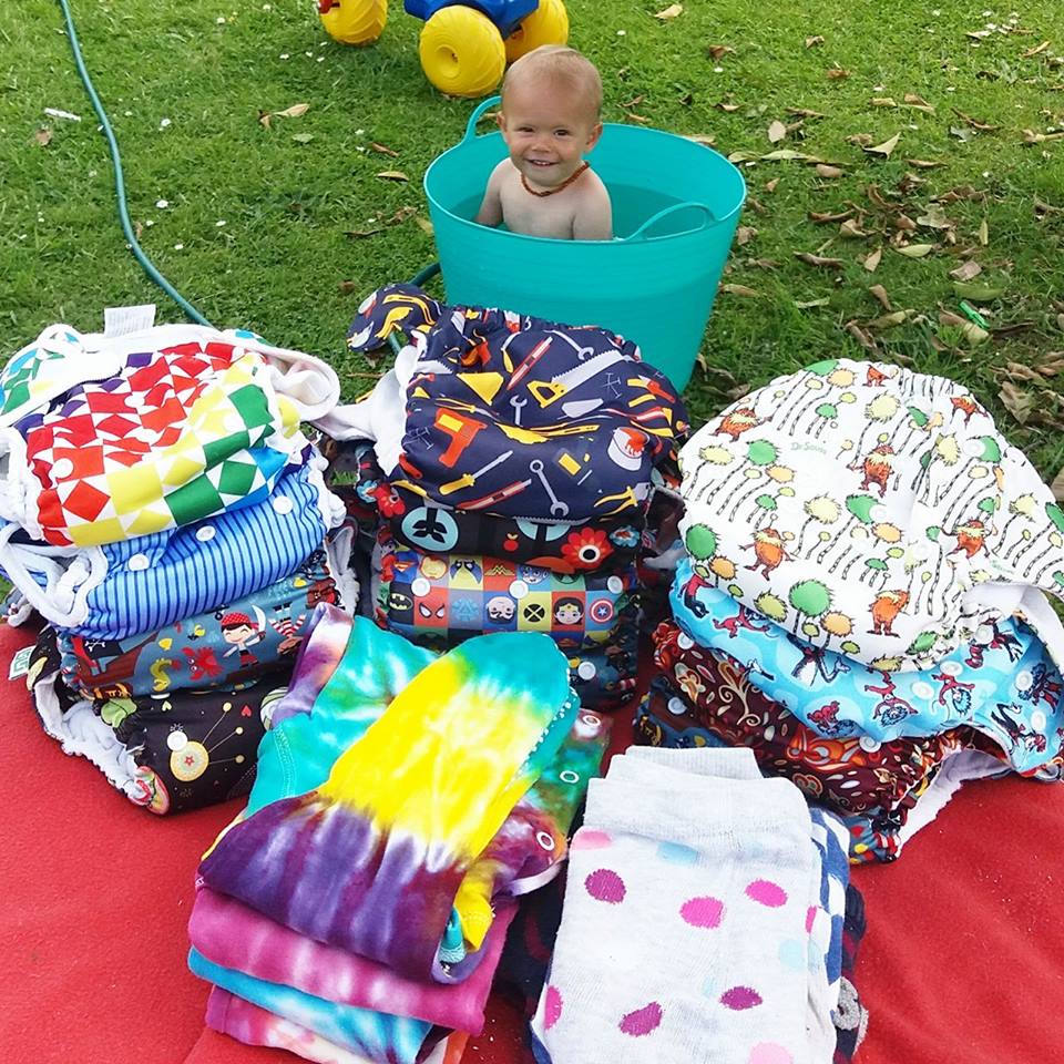 Cloth nappies. Way easier than we expected .