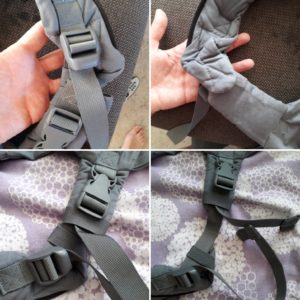 Shoulder straps on the Boba X. Note the padding. And the free flow of the strap between buckles.