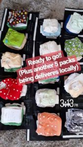 Second-hand trial cloth nappy packs.